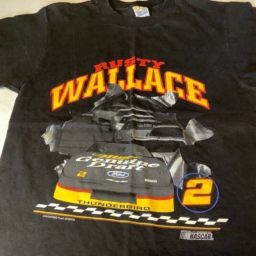 Vintage Rusty Wallace Nascar Shirt Competitor Size M 100% Cotton - Picture 2 of 7